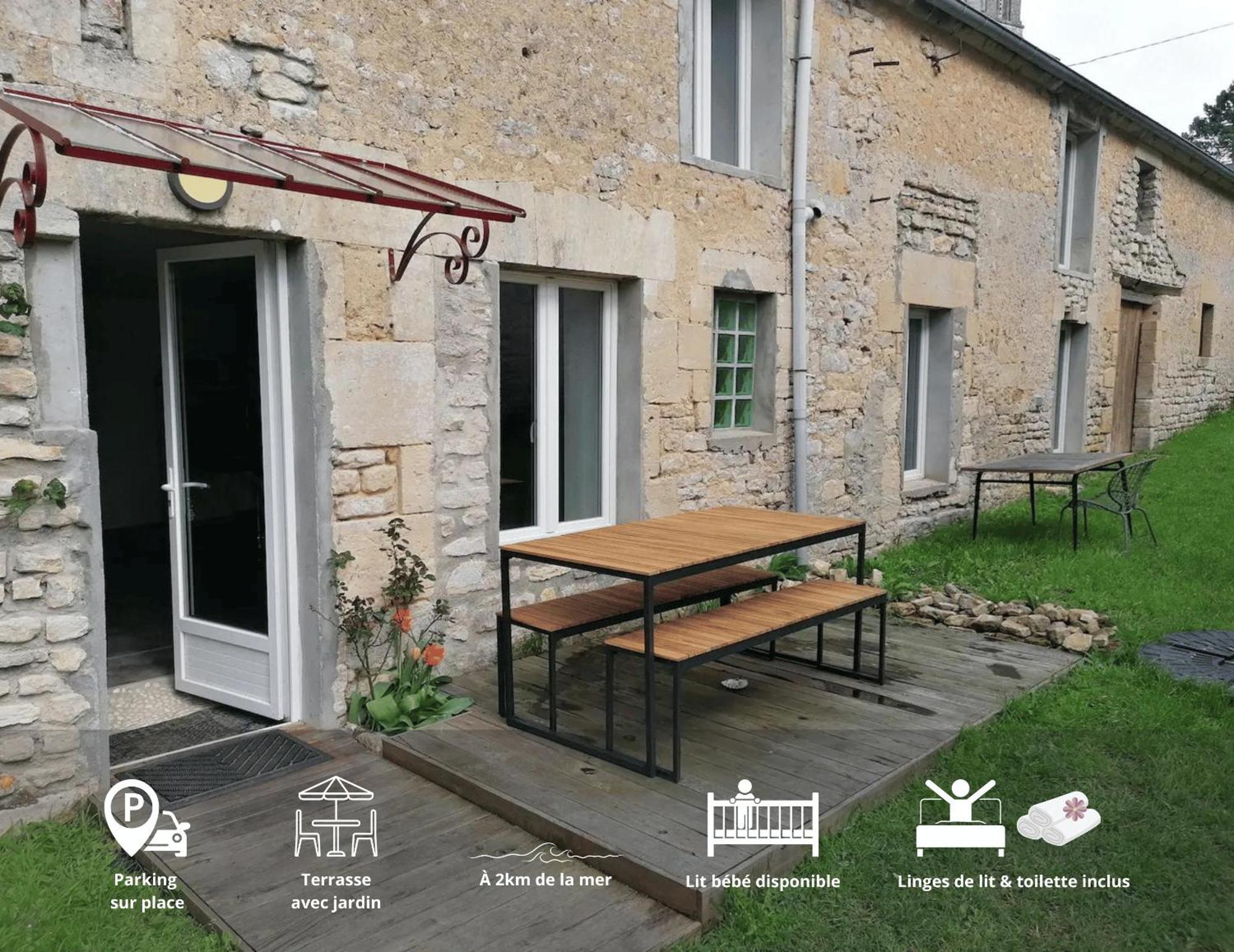 Maison Renovee En Pierres Sejour Spacieux Avec Jardin Et Terrasse Amenagee Pres Omaha Beach & Bayeux A 5Mn De La Mer Tous Commerces Commes Eksteriør bilde